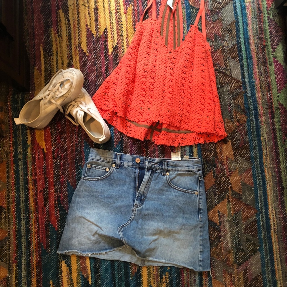 FREE PEOPLE crochet top in pink - Size S